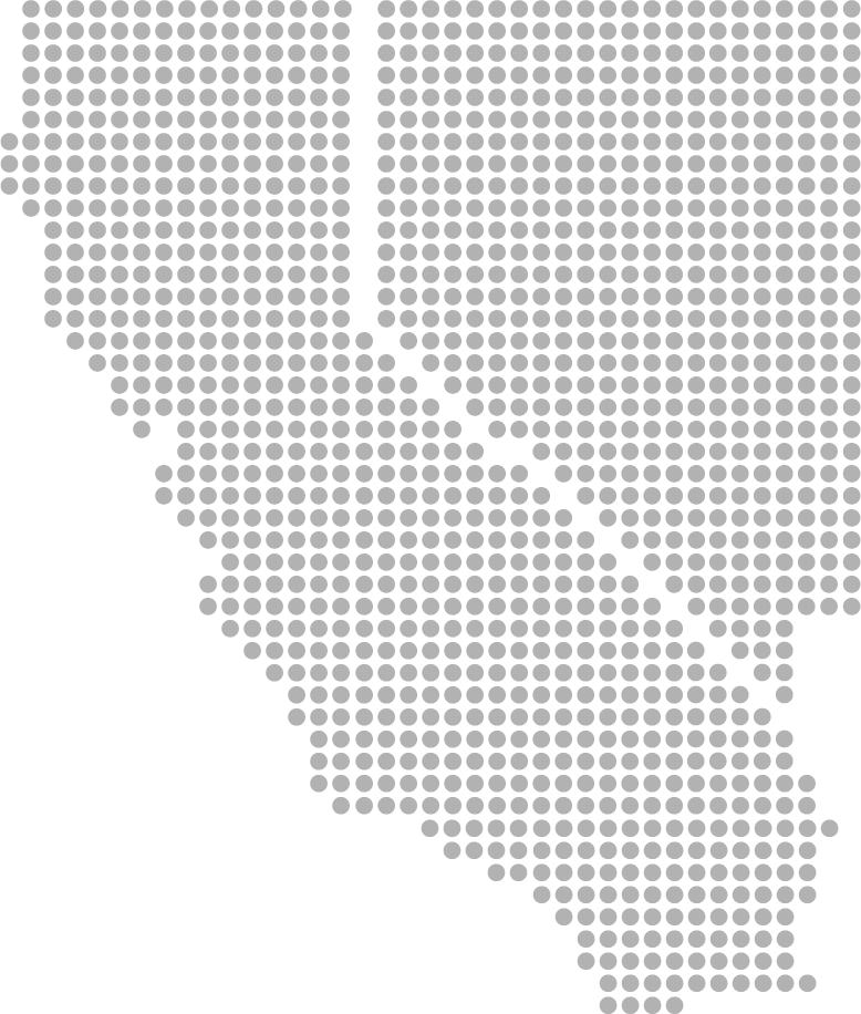 Map of California and Nevada in dots